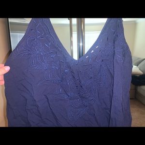 Navy Blue crop flowy top